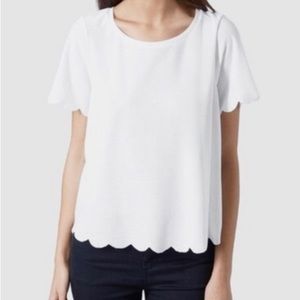 TOPSHOP SCALLOPED SHIRT, WHITE